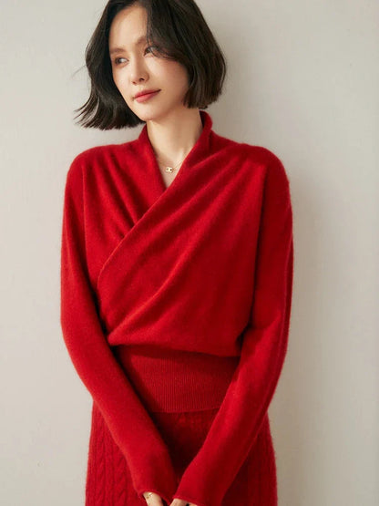 Liora Women's Wrap Sweater | Elegant Crossover Design, Slim Fit 5