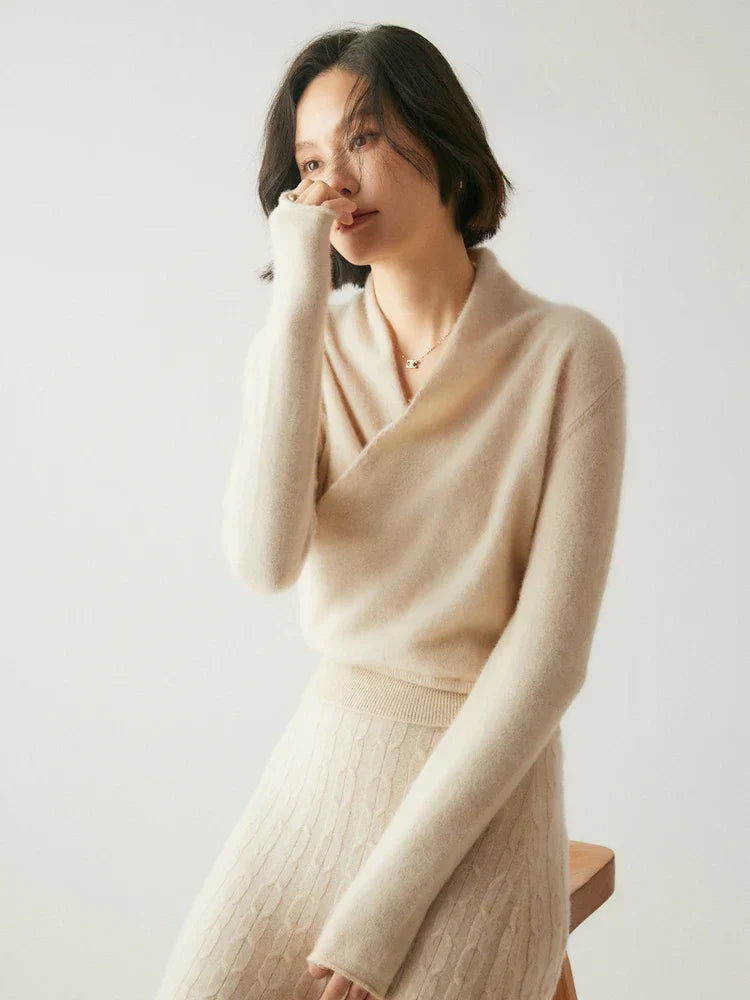 Liora Women's Wrap Sweater | Elegant Crossover Design, Slim Fit 6