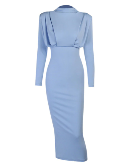 Luna Women’s Midi Dress with High Neck and Fitted Waist for Elegant Silhouette 4