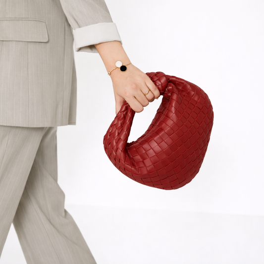 Luxe Women’s Handbag with Woven Knot Handle and Spacious Interior 0