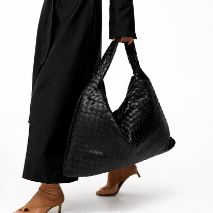 Luxe Women’s Shoulder Tote Bag with Woven Vegan Leather and Spacious Interior 1