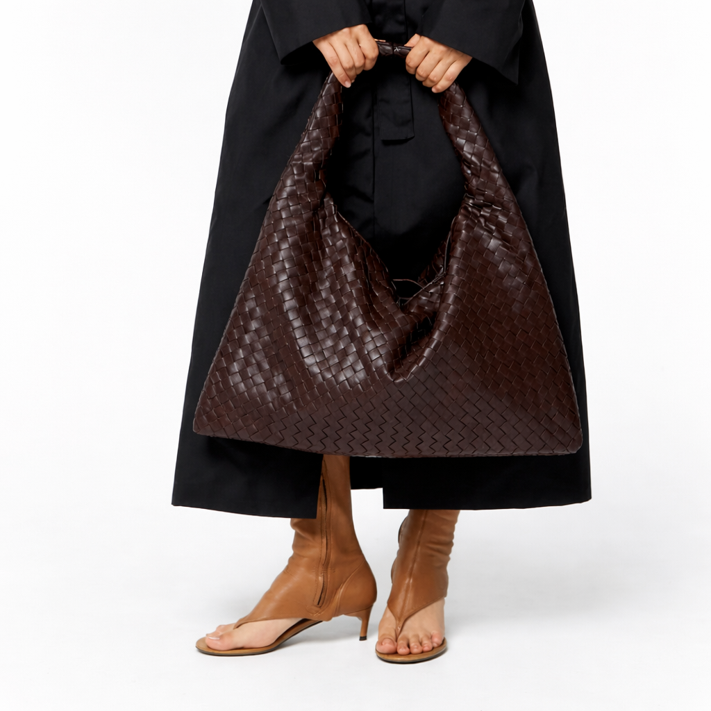 Luxe Women’s Shoulder Tote Bag with Woven Vegan Leather and Spacious Interior 2