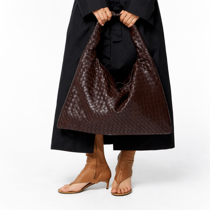 Luxe Women’s Shoulder Tote Bag with Woven Vegan Leather and Spacious Interior 2