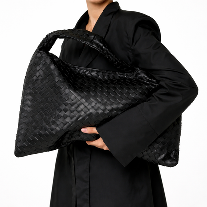 Luxe Women’s Shoulder Tote Bag with Woven Vegan Leather and Spacious Interior 4