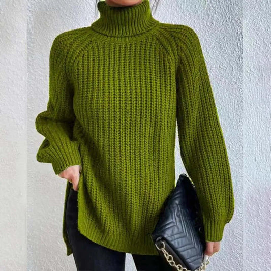 Luxe Women's Sweater with Turtleneck and Intricate Knit Pattern 0