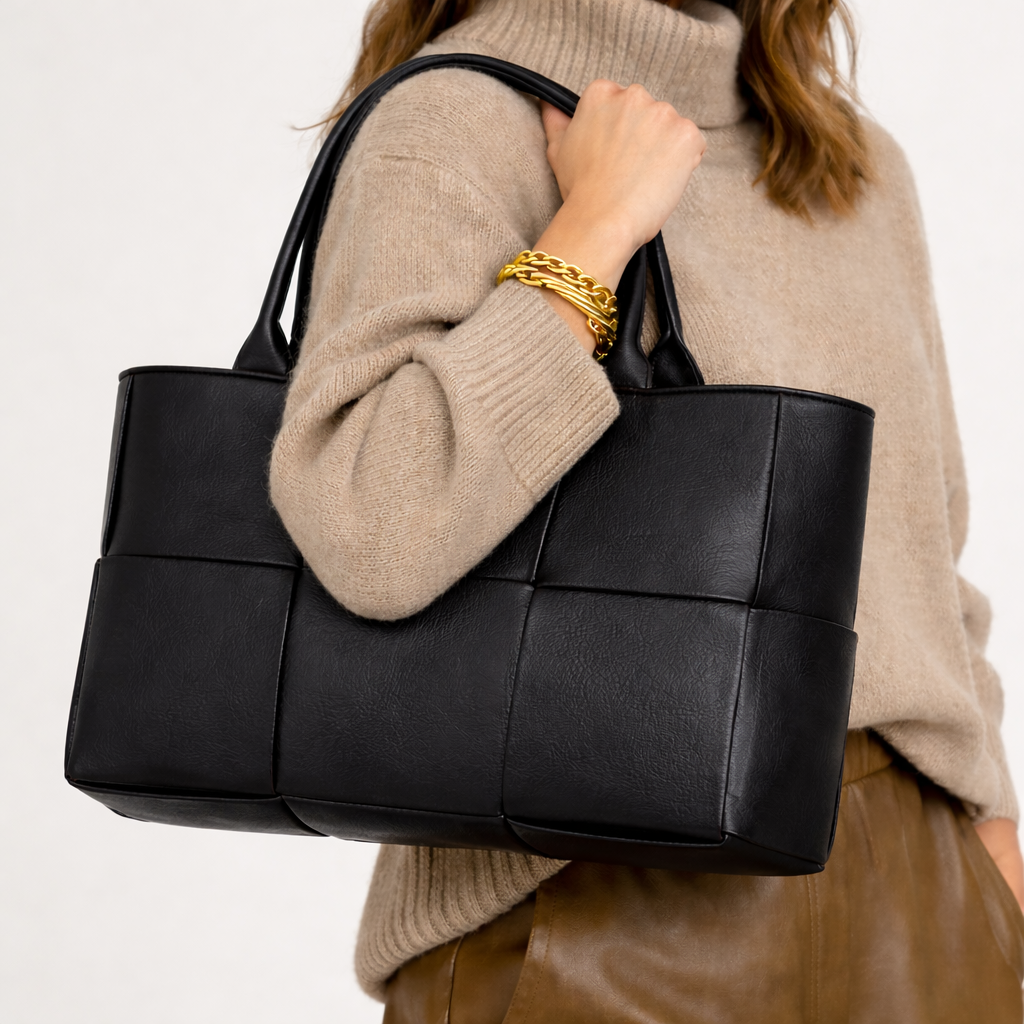 Luxe Women’s Tote Bag with Woven Design and Spacious Interior 1