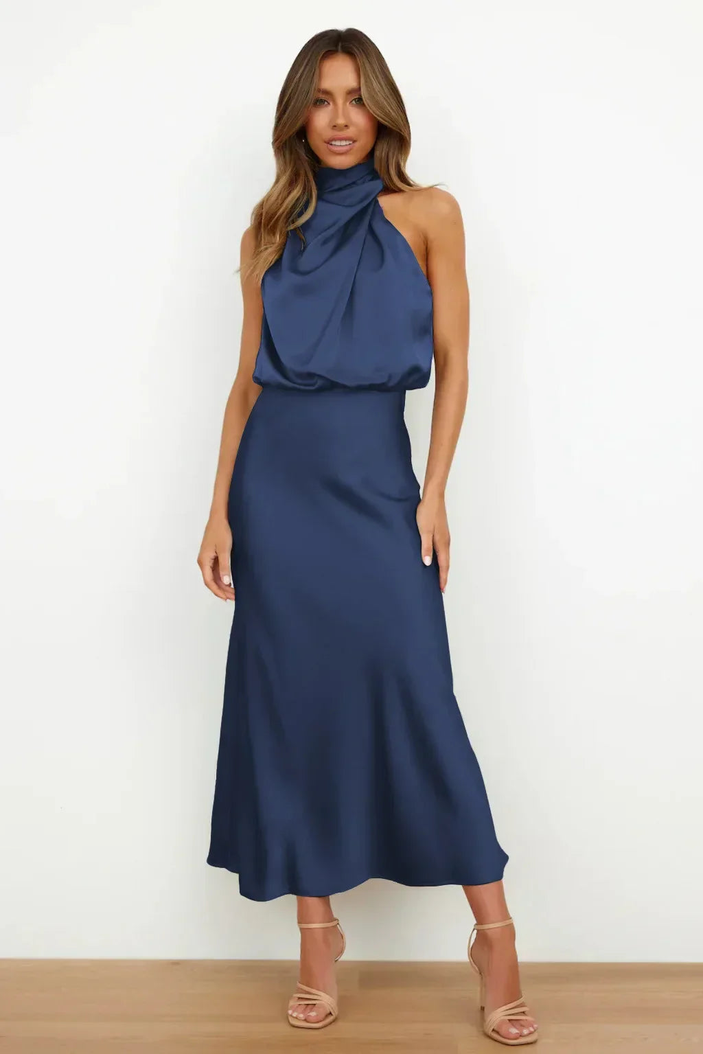 Marina Women’s Formal Dress with Halter Neckline and Flowing Silhouette 10