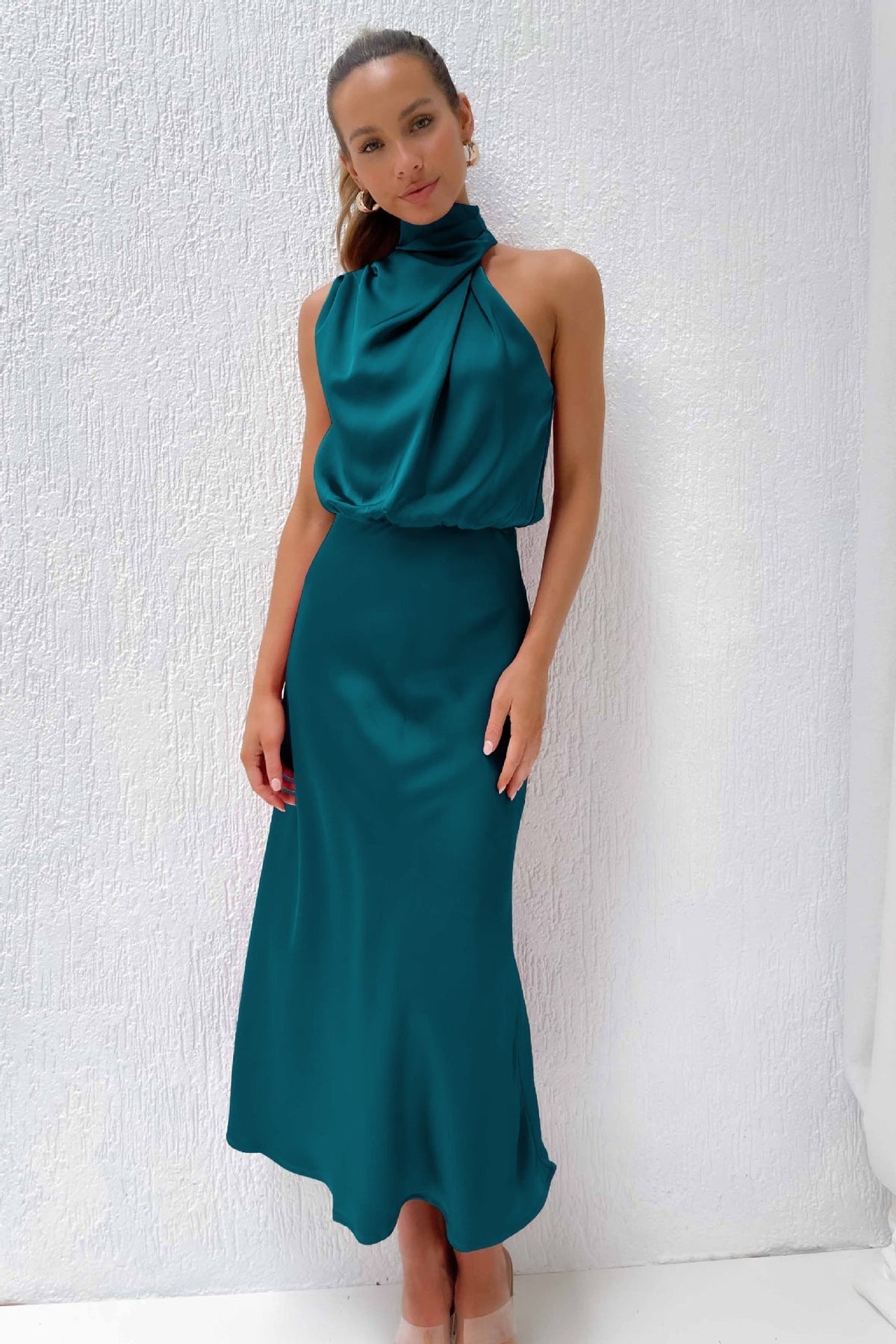 Marina Women’s Formal Dress with Halter Neckline and Flowing Silhouette 11