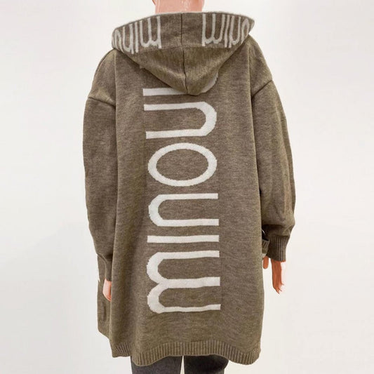 Marlene Women's Hooded Jacket | Soft Knit, Lettering Pattern 1