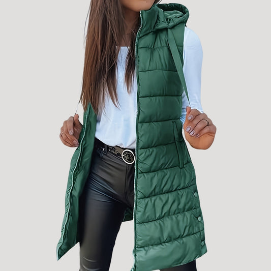 Mira Women's Black Gilet | Quilted Hooded Vest, Lightweight and Versatile 0