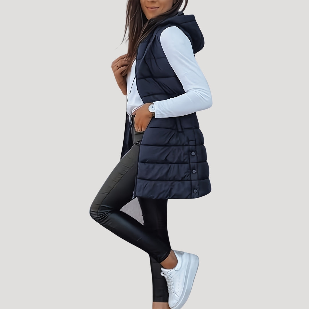 Mira Women's Black Gilet | Quilted Hooded Vest, Lightweight and Versatile 7