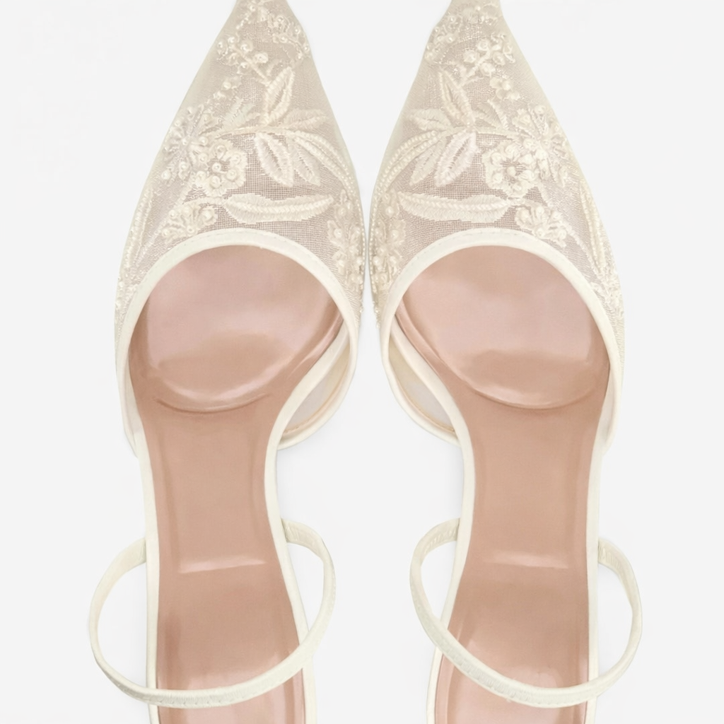 Mira Women’s Mule Heels with Floral Embroidery and Pointed Toe Design 2