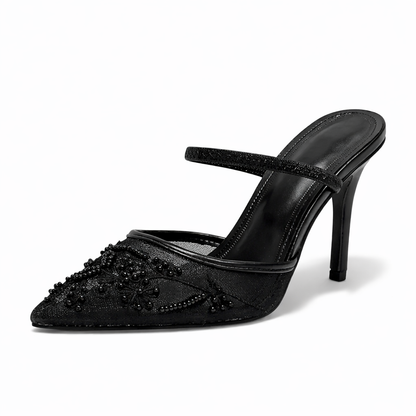 Mira Women’s Mule Heels with Floral Embroidery and Pointed Toe Design 5
