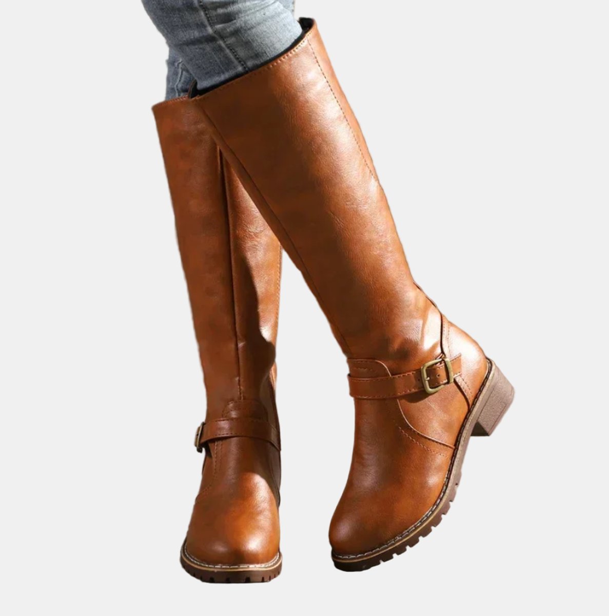 Nora Women’s Knee High Boots with Buckle Detail and Side Zip Closure 0