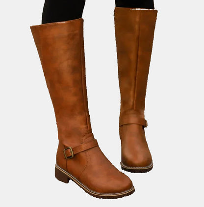 Nora Women’s Knee High Boots with Buckle Detail and Side Zip Closure 2