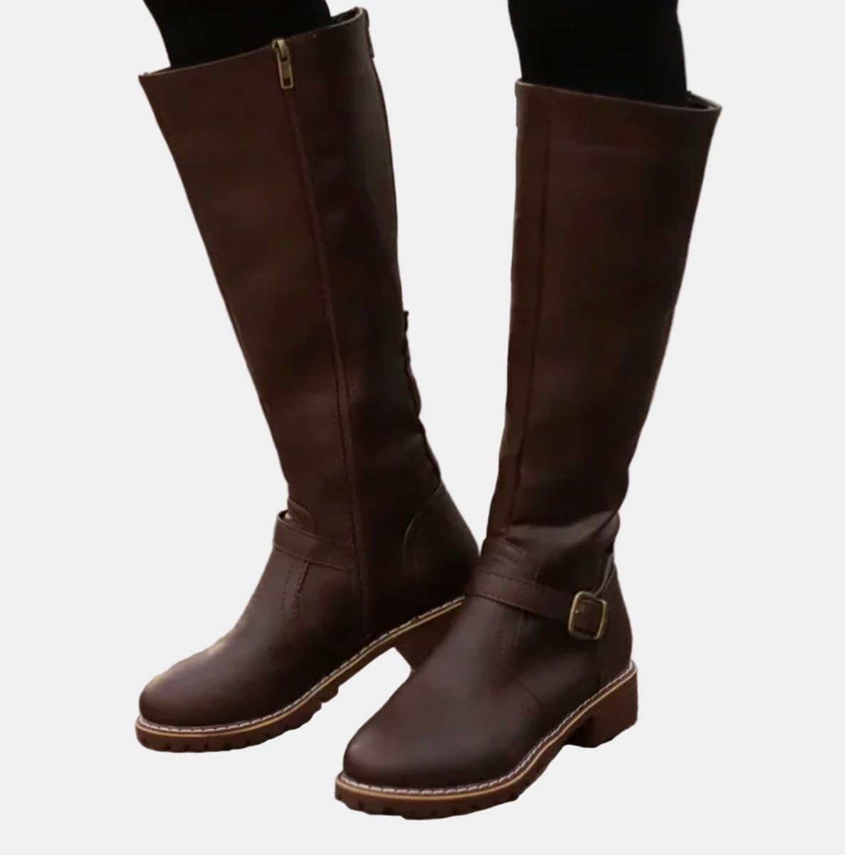 Nora Women’s Knee High Boots with Buckle Detail and Side Zip Closure 3
