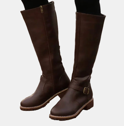 Nora Women’s Knee High Boots with Buckle Detail and Side Zip Closure 3