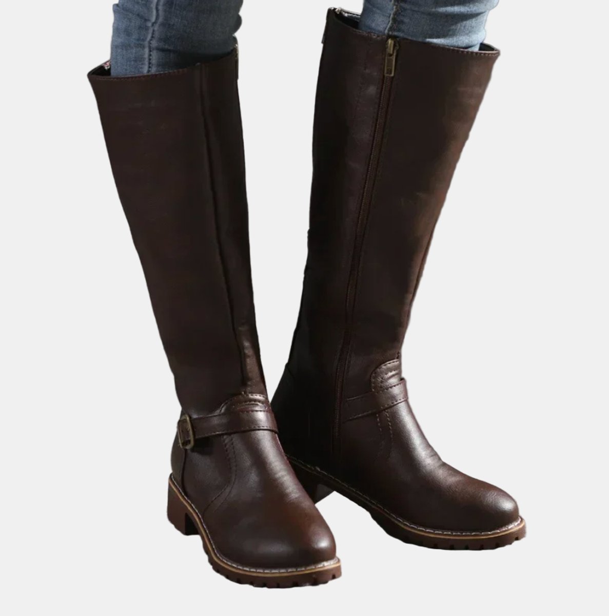 Nora Women’s Knee High Boots with Buckle Detail and Side Zip Closure 6