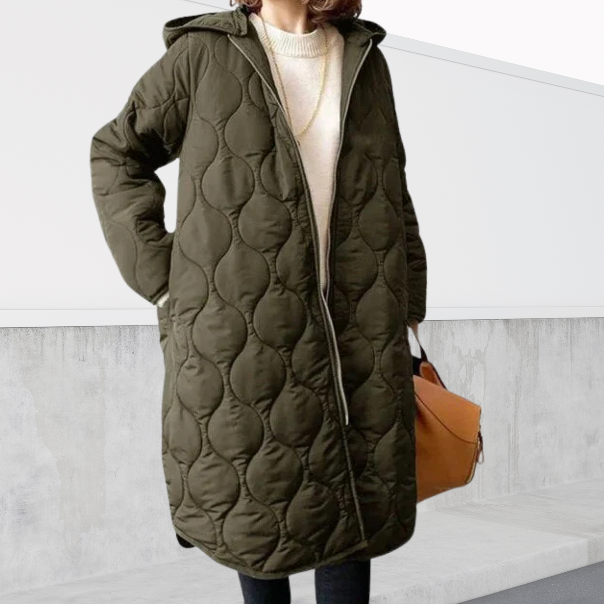 Nora Women's Oversized Hooded Parka | Weather-Resistant, Elegant Argyle Pattern 2