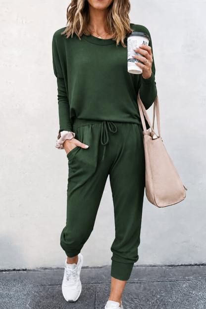 Nora Women’s Set with Relaxed Fit Top and Adjustable Drawstring Joggers 1