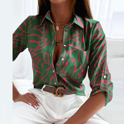 Nova Women’s Blouse with Classic Collar and Timeless Printed Design 10