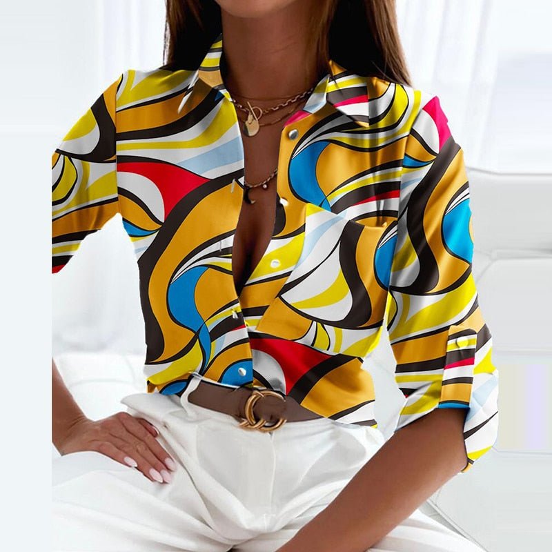 Nova Women’s Blouse with Classic Collar and Timeless Printed Design 12