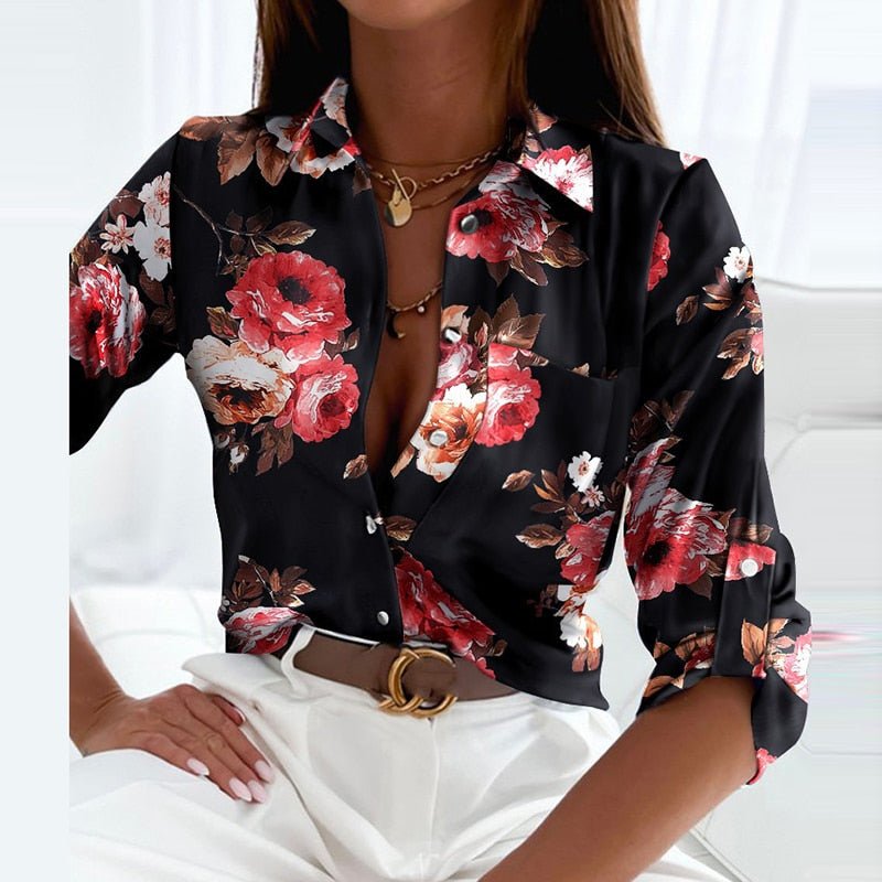 Nova Women’s Blouse with Classic Collar and Timeless Printed Design 4
