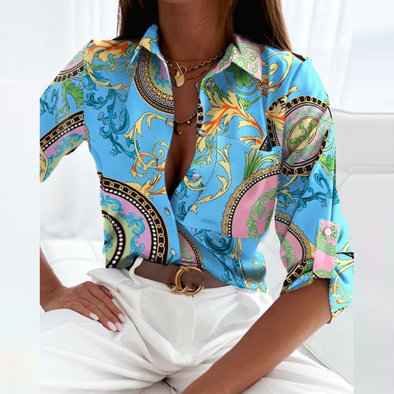 Nova Women’s Blouse with Classic Collar and Timeless Printed Design 6