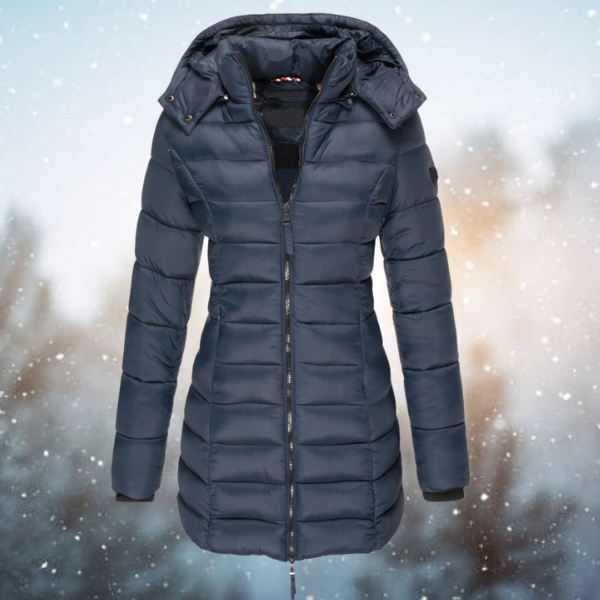 Nyla Women's Long Quilted Puffer Jacket | Hooded Winter Coat, Stylish Insulation 0