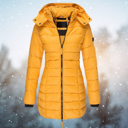 Nyla Women's Long Quilted Puffer Jacket | Hooded Winter Coat, Stylish Insulation 1