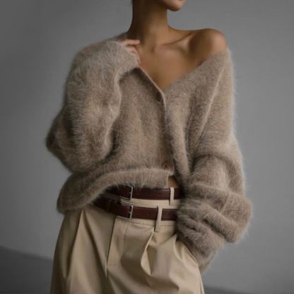 Olivia Women's Cardigan | Cashmere Nylon Blend, Loose Fit 1