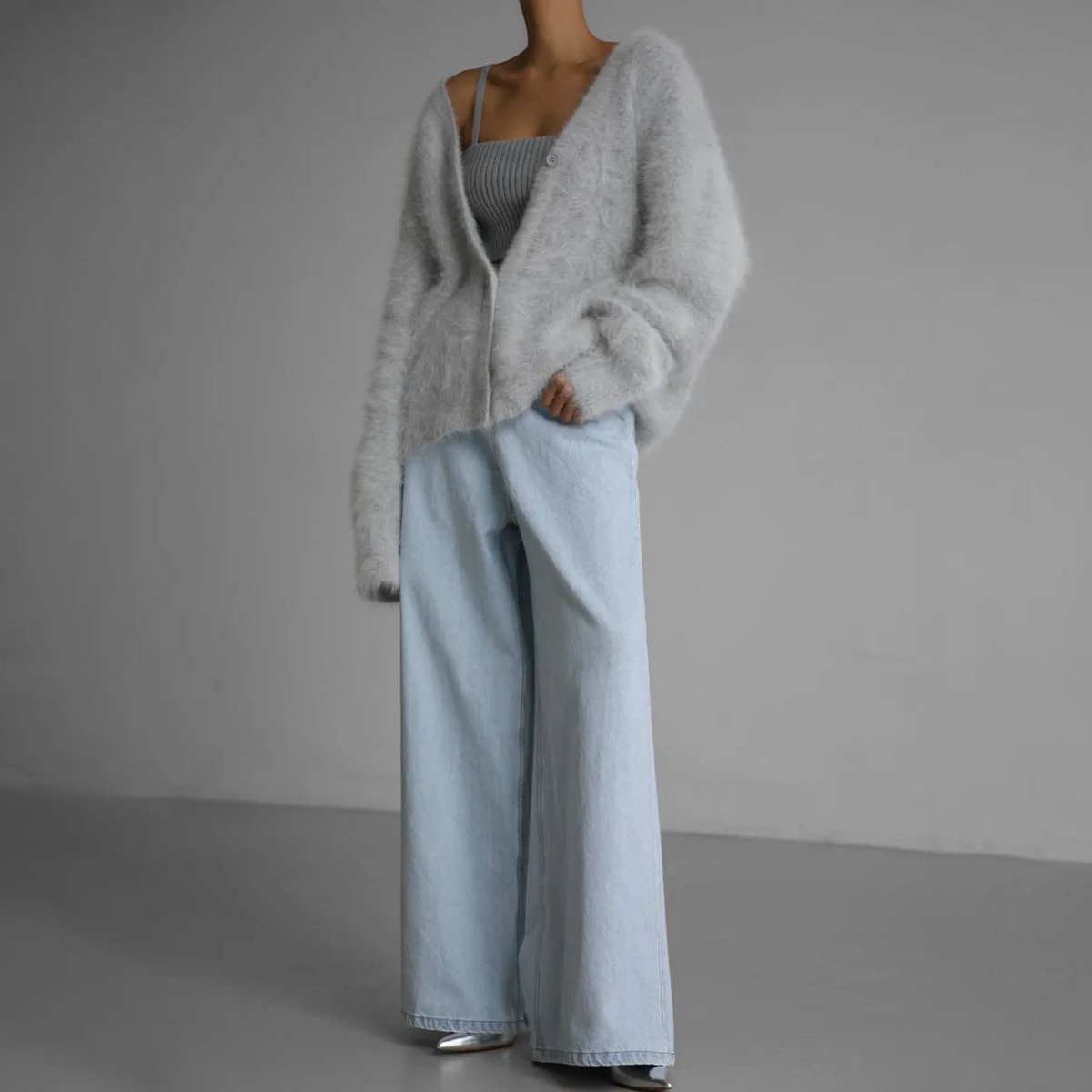 Olivia Women's Cardigan | Cashmere Nylon Blend, Loose Fit 3