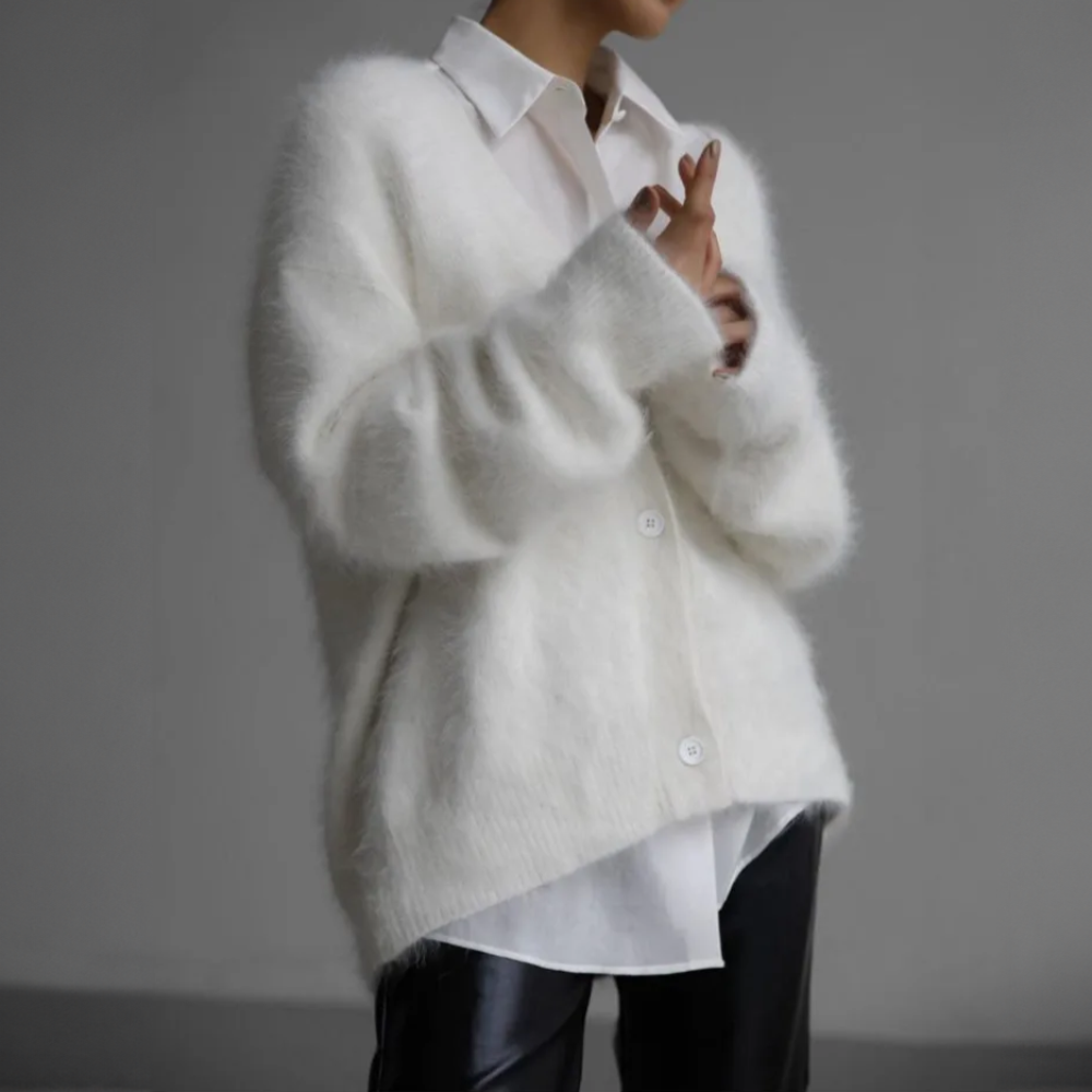 Olivia Women's Cardigan | Cashmere Nylon Blend, Loose Fit 6
