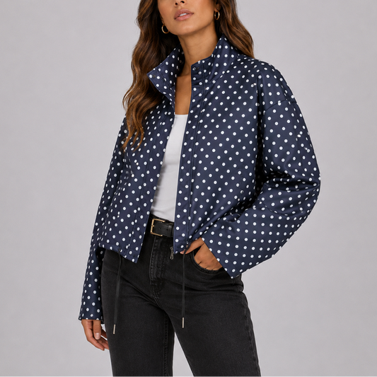 Pax Women's Bomber Jacket | Lightweight Polka Dot, Casual Style 0
