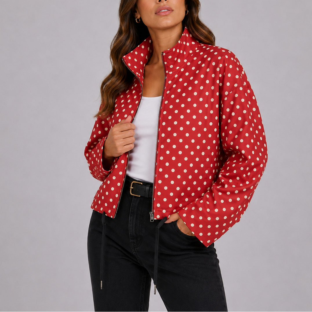 Pax Women's Bomber Jacket | Lightweight Polka Dot, Casual Style 4