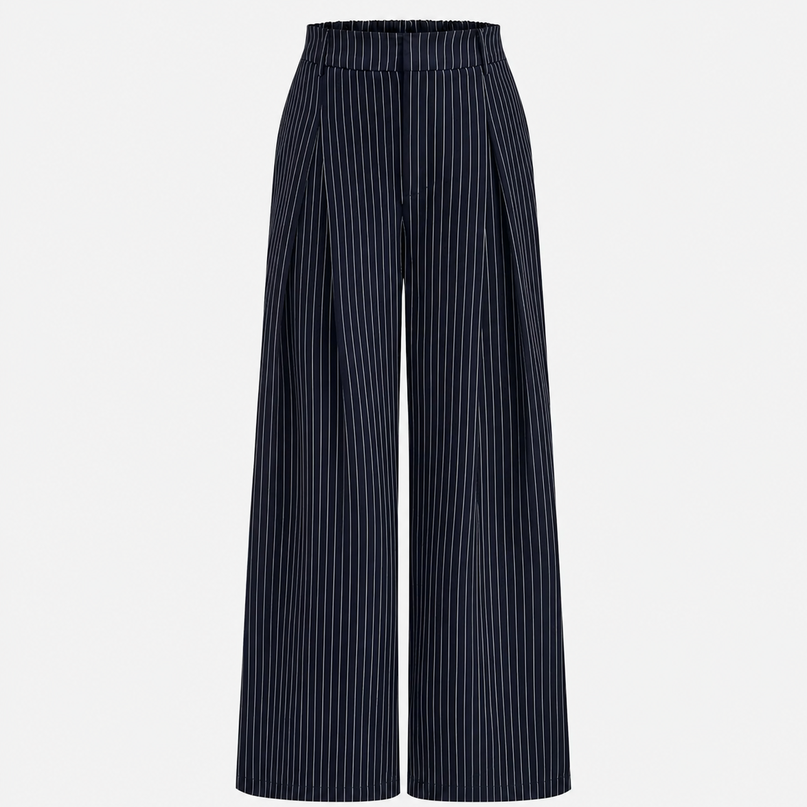 Pinnacle Women's Co Ord Set with Sleeveless Wrap Top and Wide Leg Trousers in Pinstripe 2