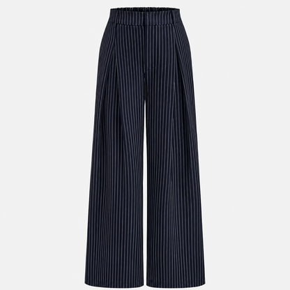 Pinnacle Women's Co Ord Set with Sleeveless Wrap Top and Wide Leg Trousers in Pinstripe 2