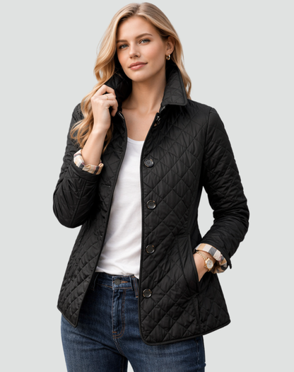 Quella Women's Quilted Jacket | Button Front, Collared Outerwear 0