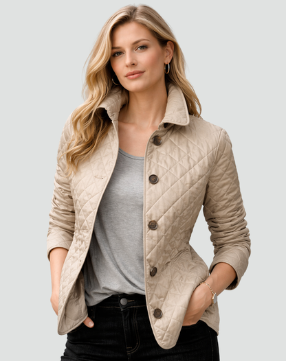 Quella Women's Quilted Jacket | Button Front, Collared Outerwear 2