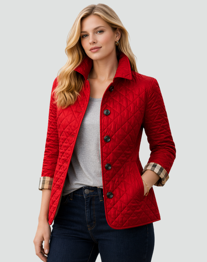 Quella Women's Quilted Jacket | Button Front, Collared Outerwear 3