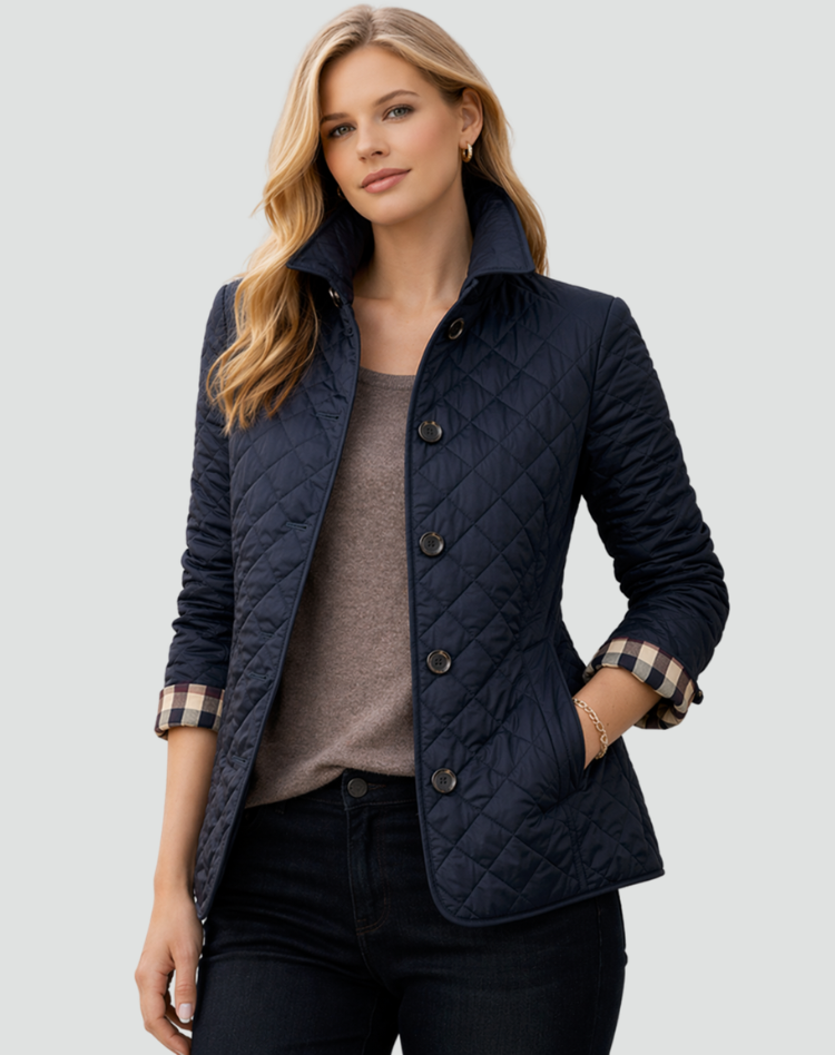 Quella Women's Quilted Jacket | Button Front, Collared Outerwear 4