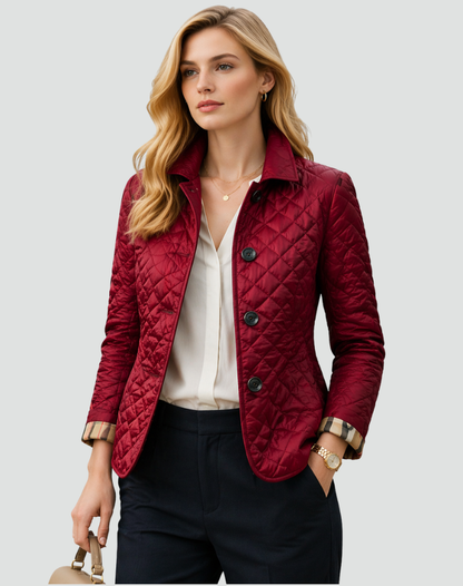 Quella Women's Quilted Jacket | Button Front, Collared Outerwear 5