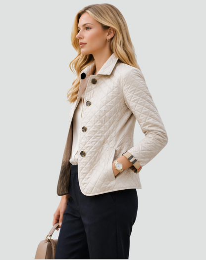 Quella Women's Quilted Jacket | Button Front, Collared Outerwear 6