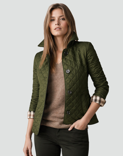 Quella Women's Quilted Jacket | Button Front, Collared Outerwear 8