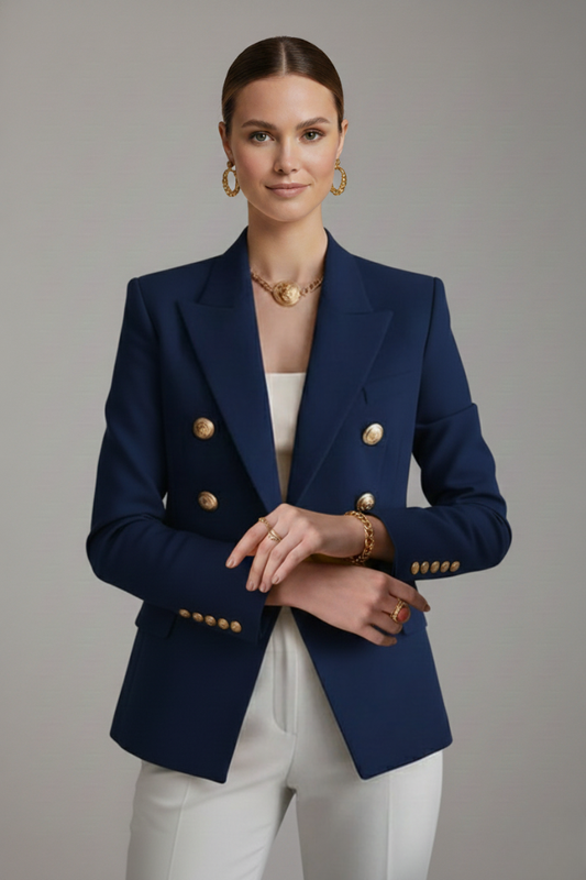 Raven Women's Black Blazer | Double-Breasted, Gold-Tone Buttons, Plus Size Available 0