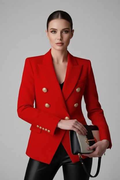 Raven Women's Black Blazer | Double-Breasted, Gold-Tone Buttons, Plus Size Available 7