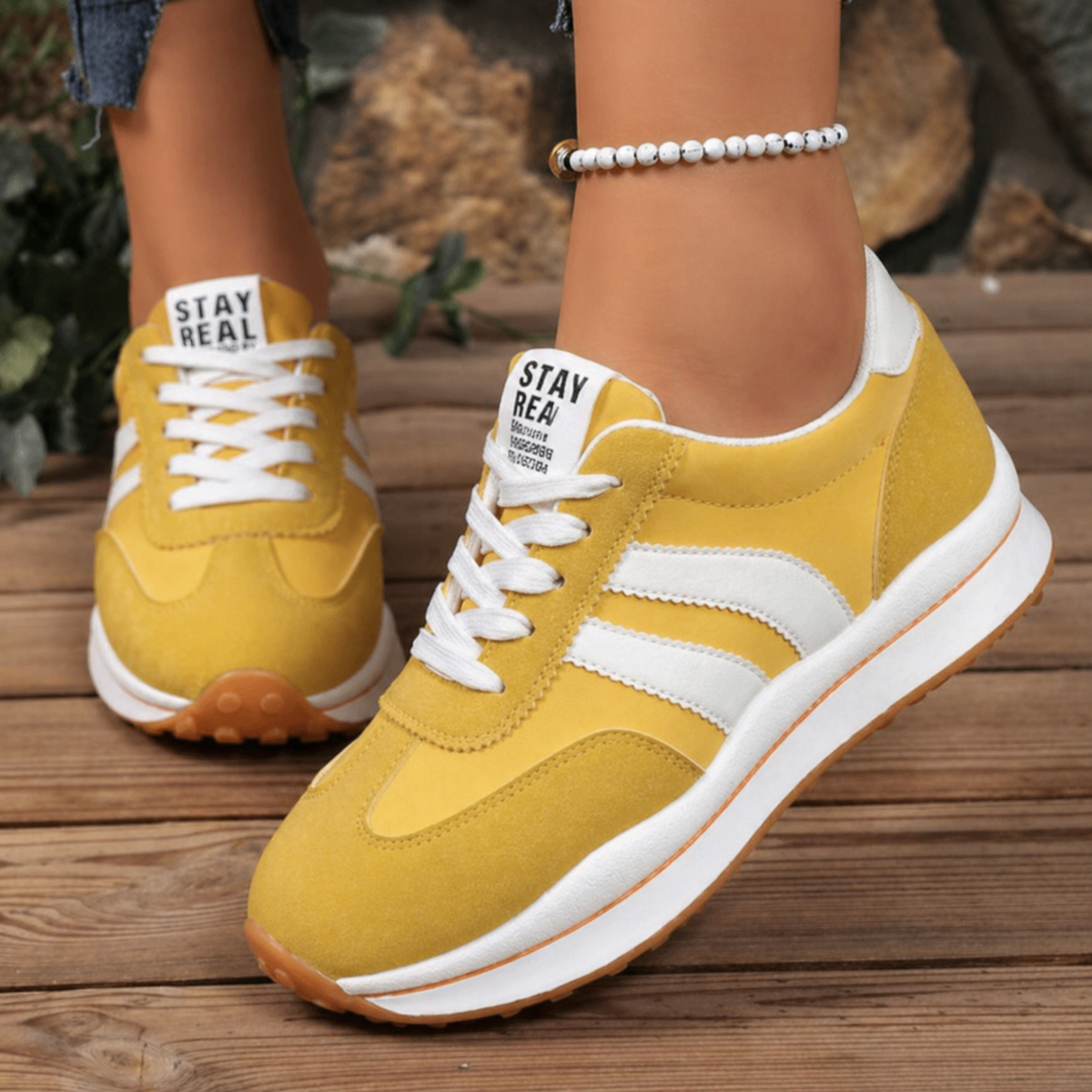 Reeve Women’s Sneakers with Lace-Up Design and Chunky Sole in White 5