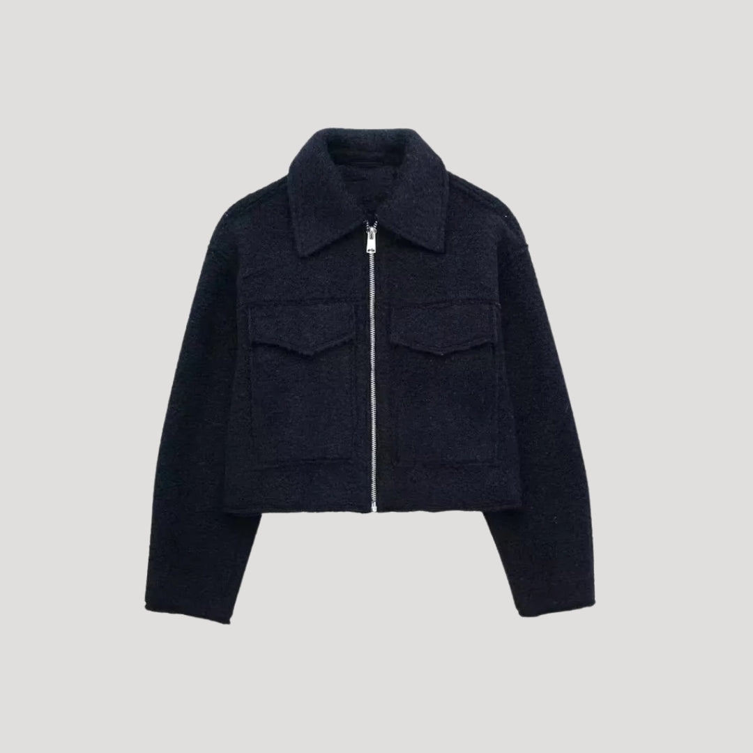 Rina Women's Jacket | Cropped Winter Style, Front Zip 3