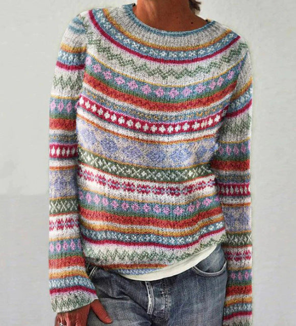 Rosalie Women's Sweater | Soft Knit, Rainbow Stripe, Relaxed Fit 2