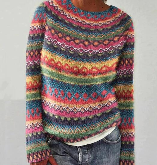 Rosalie Women's Sweater | Soft Knit, Rainbow Stripe, Relaxed Fit 3